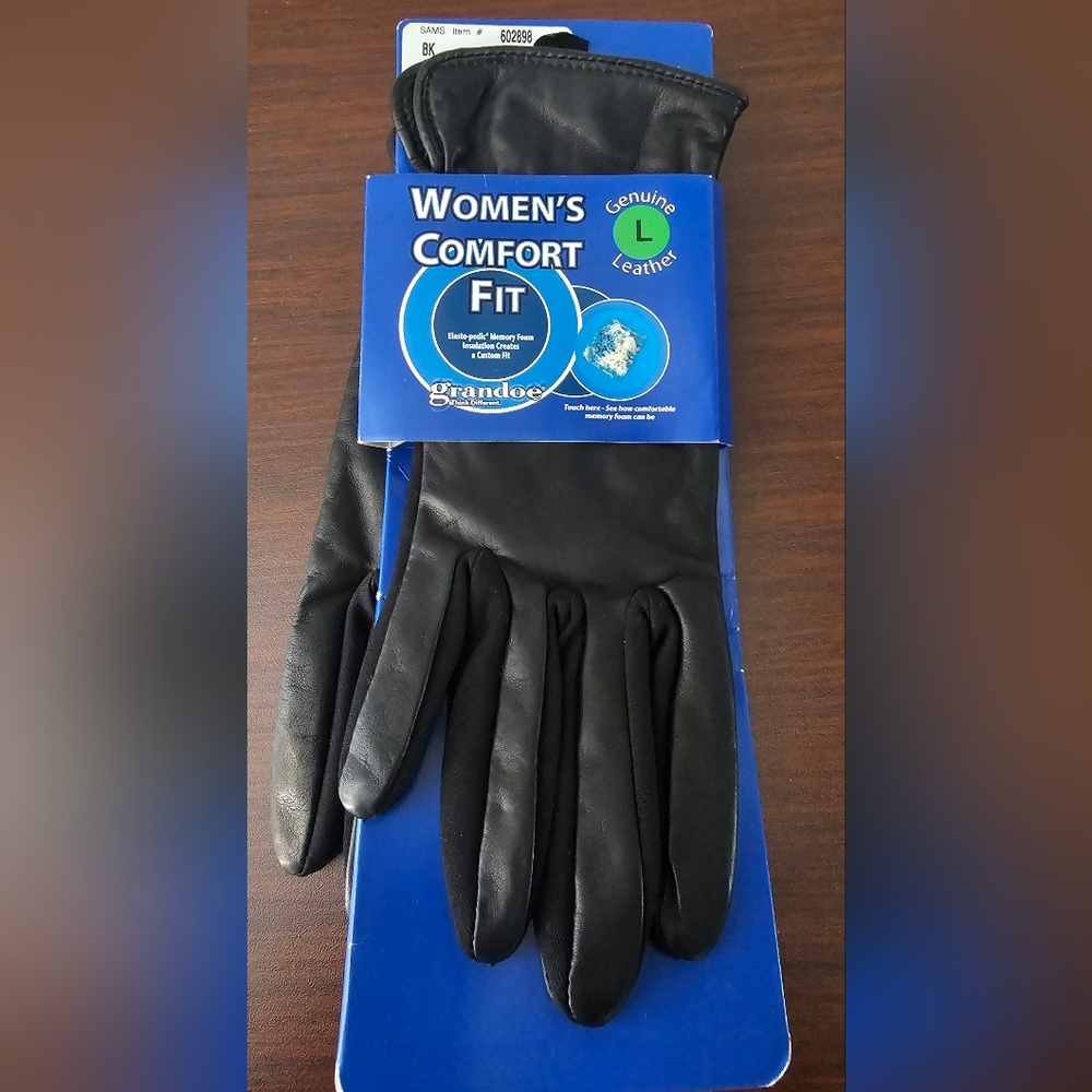 New GRANDOE Women's Lined Black Leather Gloves